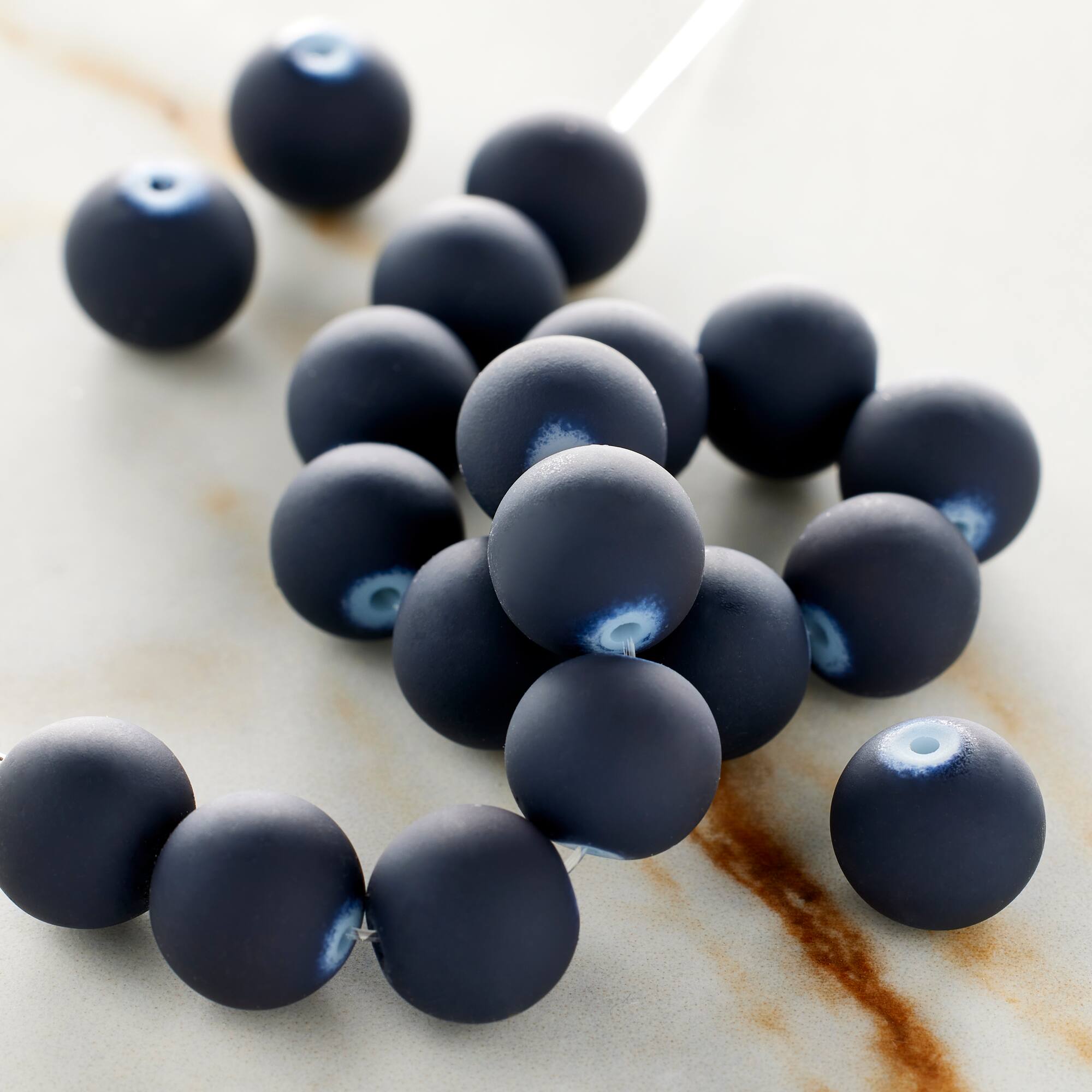 Blue Rubber Coated Glass Round Beads, 10mm by Bead Landing™